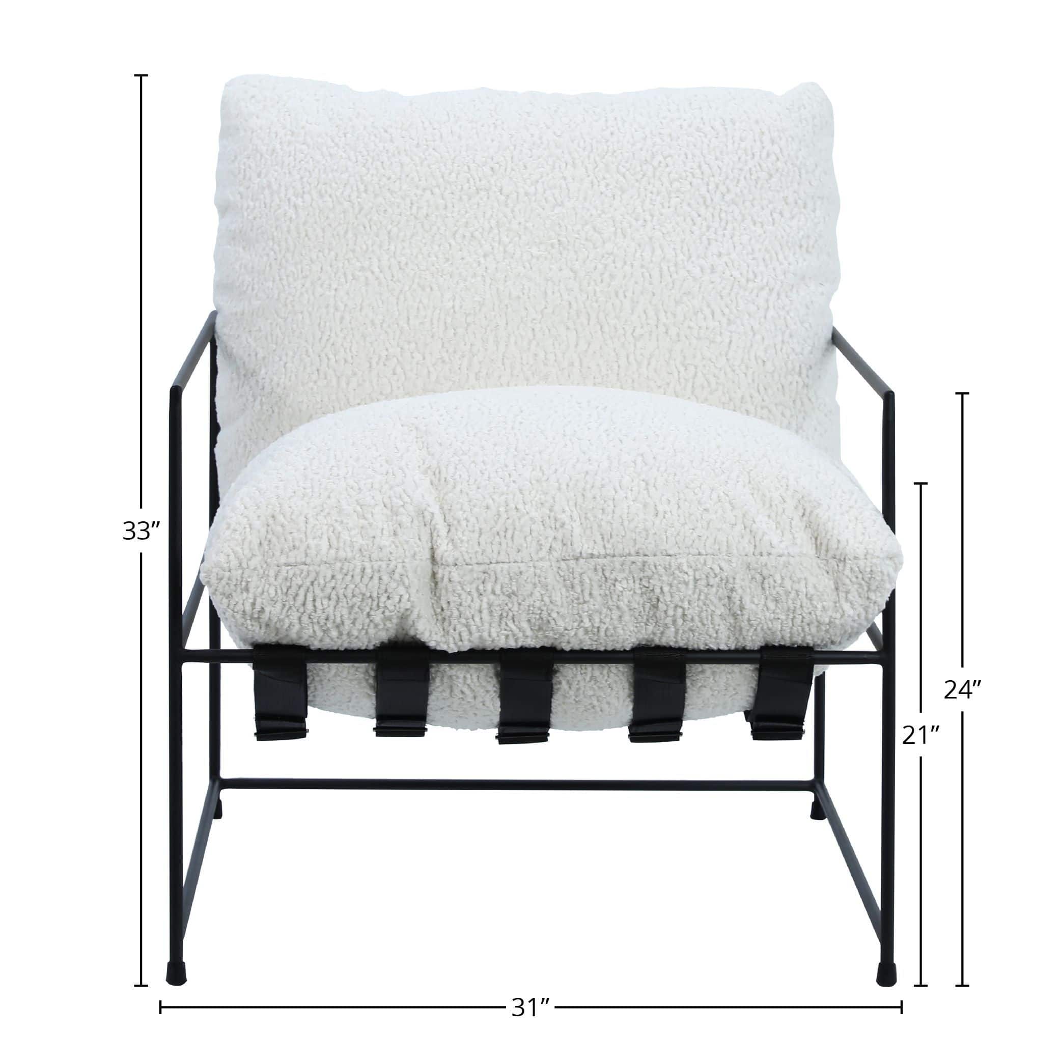 Manlo Modern Black Iron Upholstered Arm Chair, White Sheepskin - Bed ...