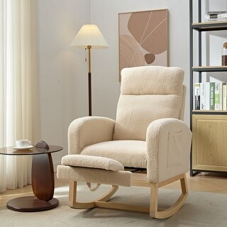 Upholstered Teddy Velvet Nursery Rocking Chair with Footrest - Bed Bath ...