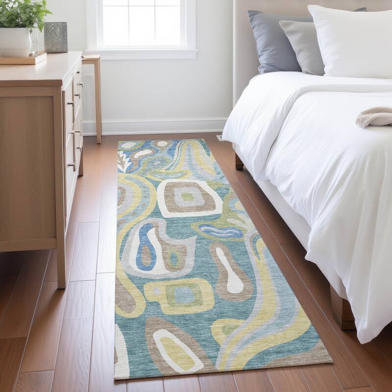 Machine Washable Indoor/ Outdoor Modern Picasy Chantille Rug