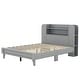 preview thumbnail 6 of 7, Twin/Full Size Platform Bed with Storage Headboard, White/Gray Finish, Durable Particle Board Construction, for teenagers.
