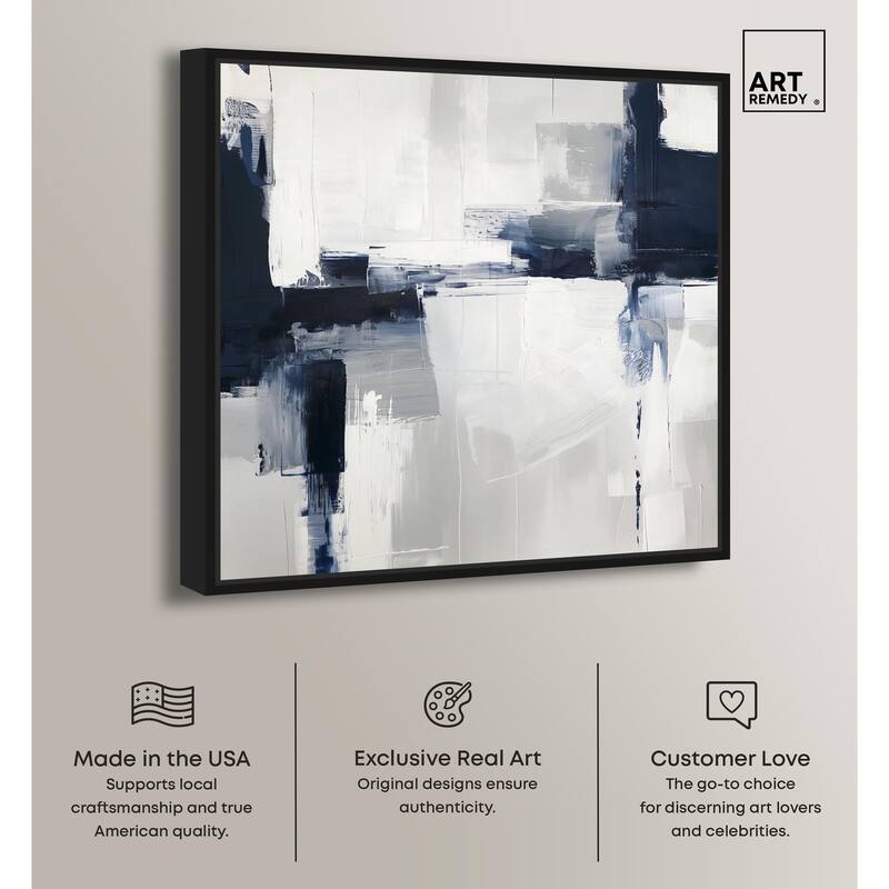 Blue Cascades on Still White Canvas by Art Remedy