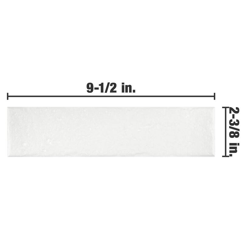 Merola Tile Brooklin Brick White 2-3/8" x 9-3/4" Porcelain Floor and Wall Tile