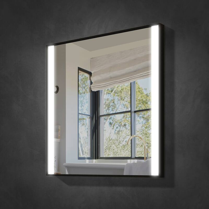 36"H Wall Mounted Bathroom Rectangle Framed LED Mirror With Memory Function