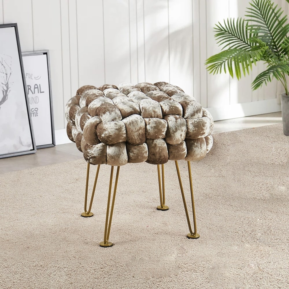 Home Soft Things Crushed Velvet Pouf Stool Ottoman