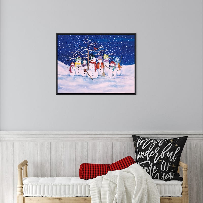 Snow Family by Kathleen Parr McKenna Framed Canvas Wall Art