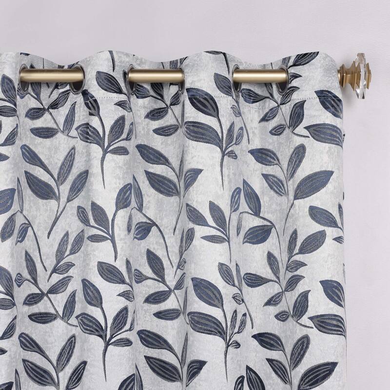 Superior Leaves Machine Washable Room Darkening Grommet With Ties Blackout Curtains, Set of 2