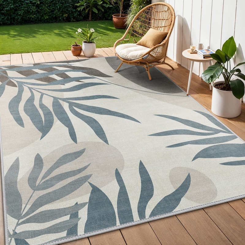 Mcow Bohemian Breeze Washable Indoor Outdoor Area Rug - 5' x 7' - Blue/Grey - Rectangle