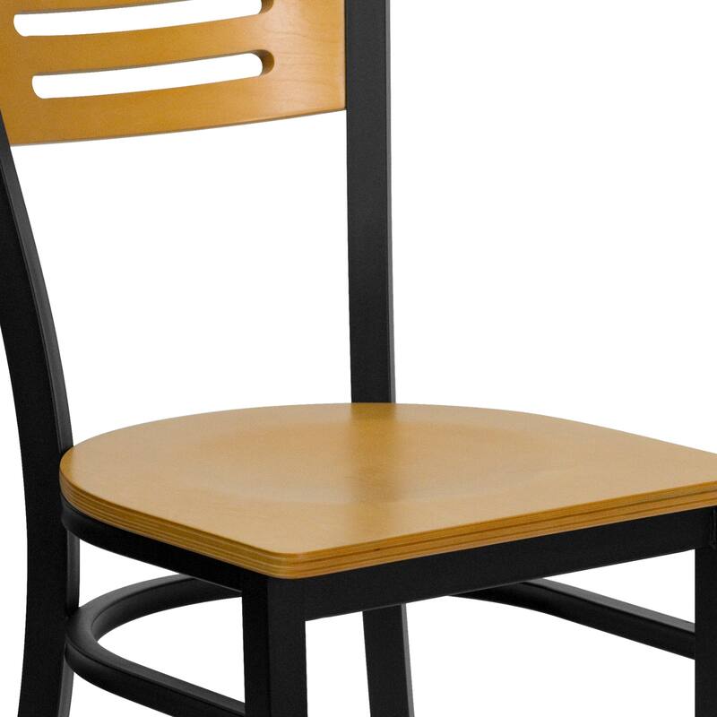 Slat Back Metal Restaurant Chair - 16.5"W x 21.5"D x 32.75"H