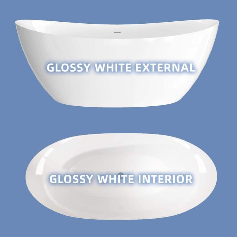 63 in. x 31 in. Acrylic Freestanding Soaking Bathtub in Gloss White - 31" x 63"