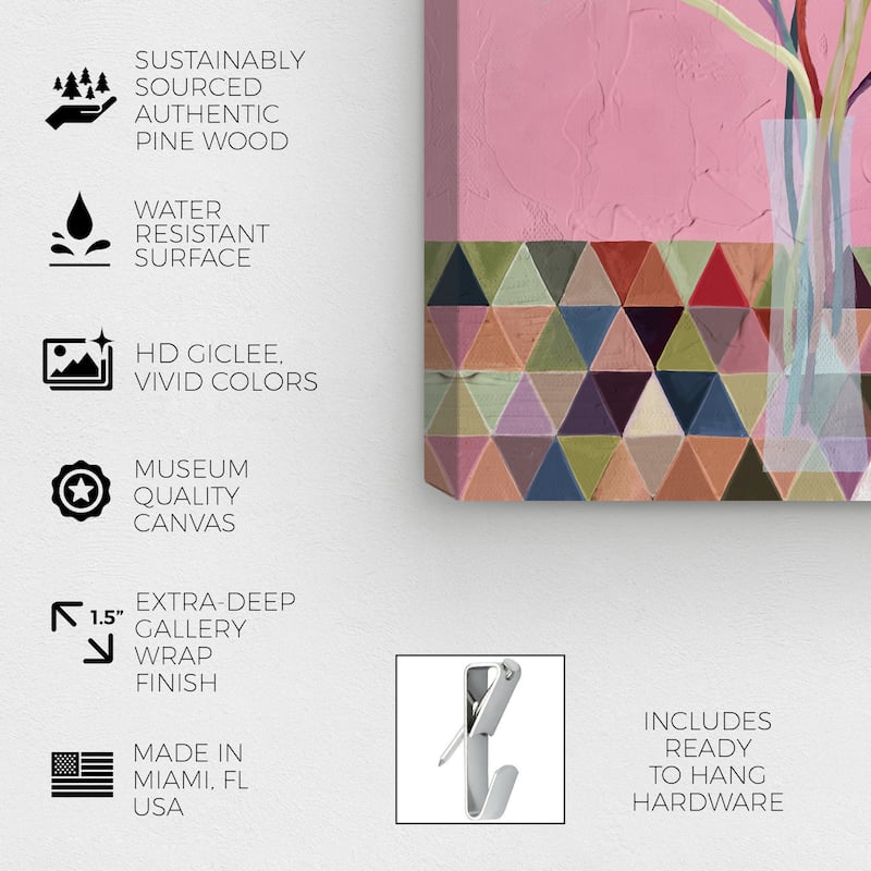 Wynwood Studio Canvas Floral and Botanical Floral Vase Abstract I Pink and Dark Pink Modern & Contemporary Wall Art Canvas Print