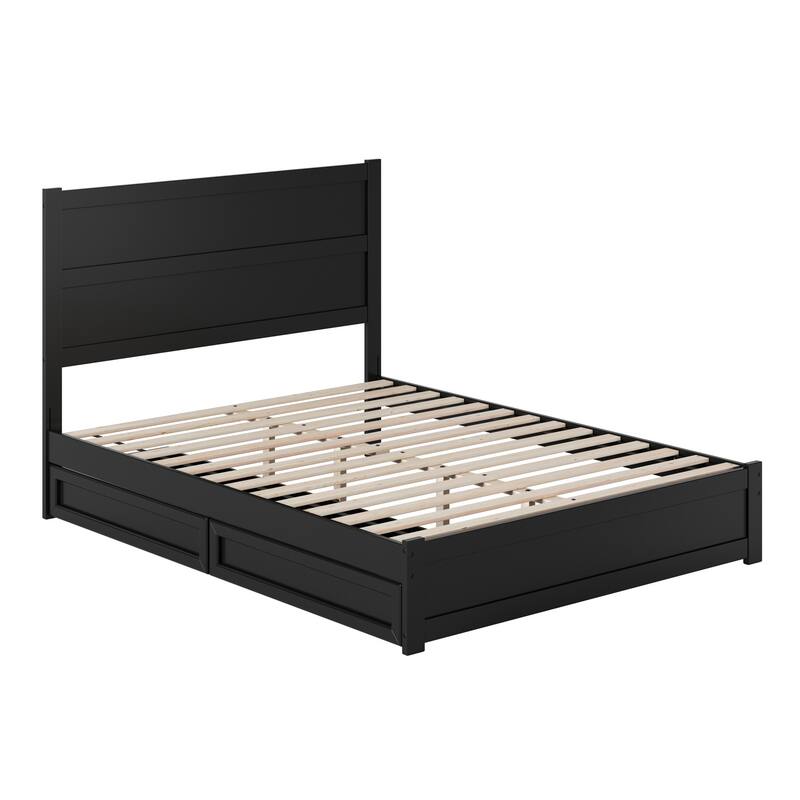 Aveline Wood Platform Bed with Matching Footboard & Storage Drawers