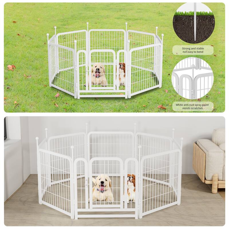 Dog Playpen 8 Panels 24" Height Heavy Duty Dog Fence Puppy Pen for Large Medium Small Dogs Foldable Pet Exercise Pen