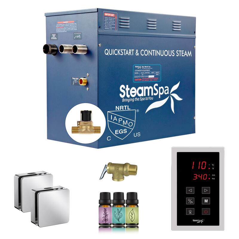 Oasis Series 12000-Watts Steam Generator with Continuous Steam Plus Easy Touch Pad and Auto Drain - Chrome