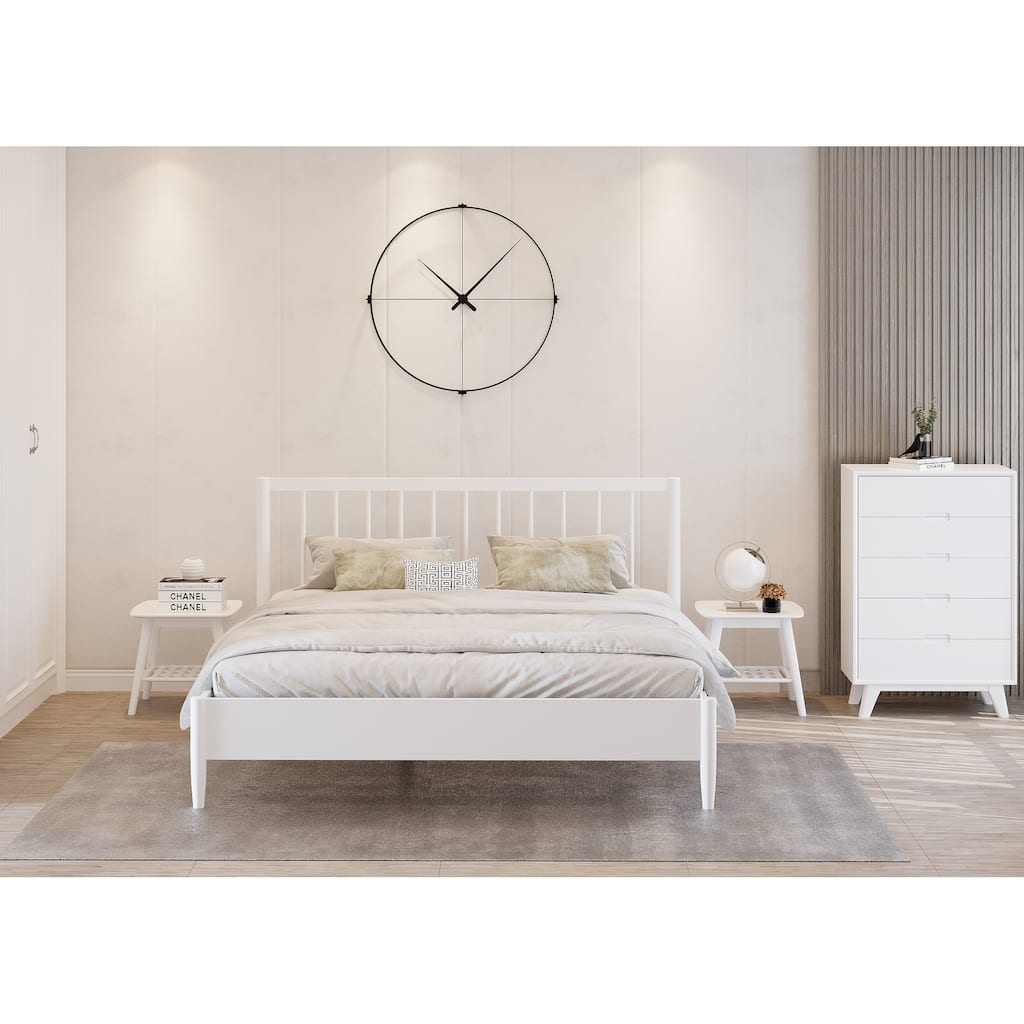 Rye Studio Santos Modern Slatted Wood Headboard Platform Bed