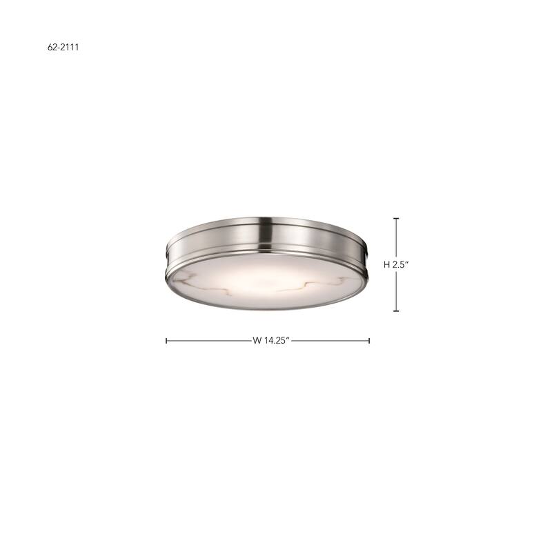 Kendall - 14 Inch LED Flush Mount - Brushed Nickel with Alabaster Glass - Brushed Nickel