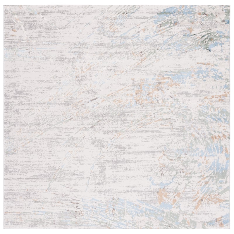SAFAVIEH Bel Air Baukea Abstract Rug - 6'7" Square - Grey/Turquoise