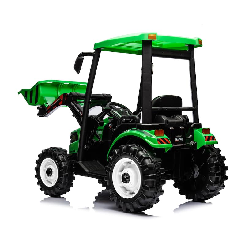Green Kids Ride on Tractors with Parent Remote Control, Pedal Tractors Ride on Car Toy Battery Powered Electric Vehicle
