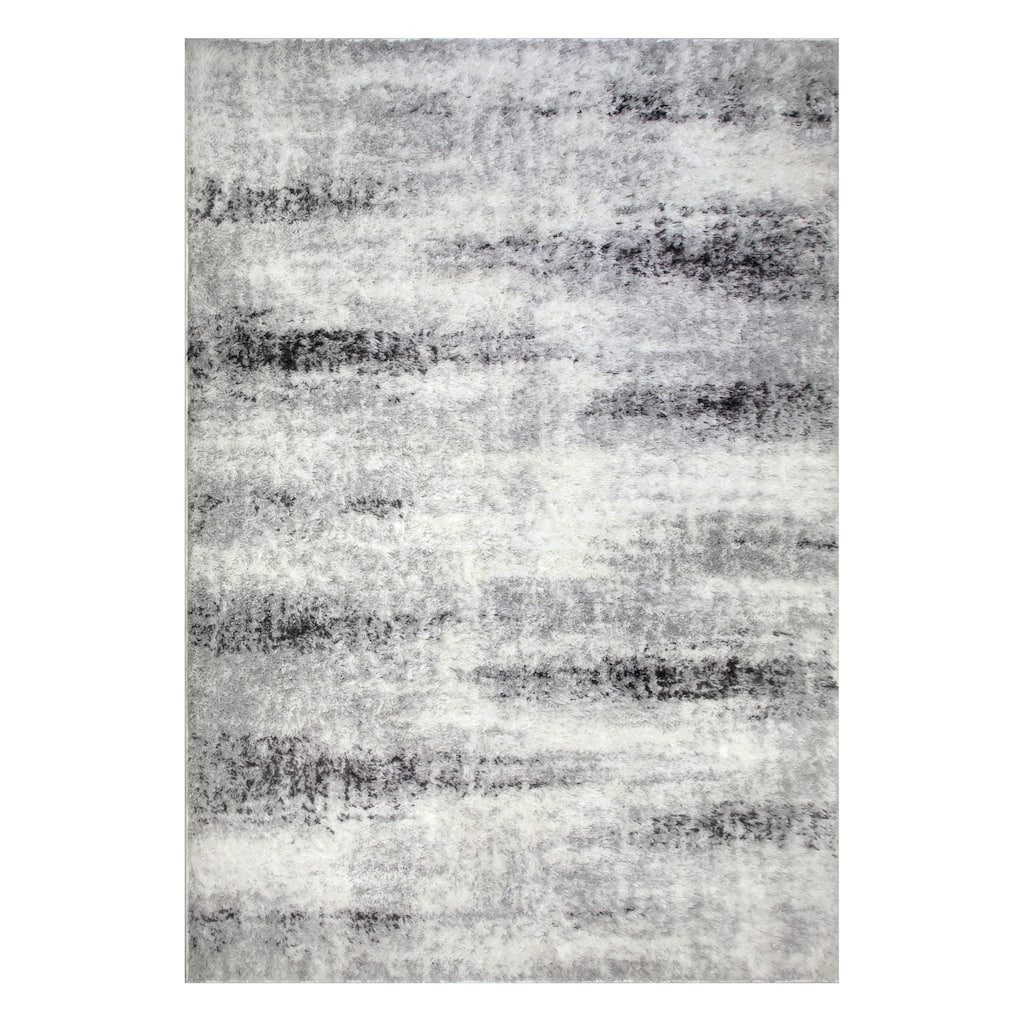 Leick Home Zielle Soft Shag Painterly Modern Indoor Area Rug Rectangle 8'X10' and 2'x8' Runner Combo - 8' x 10'