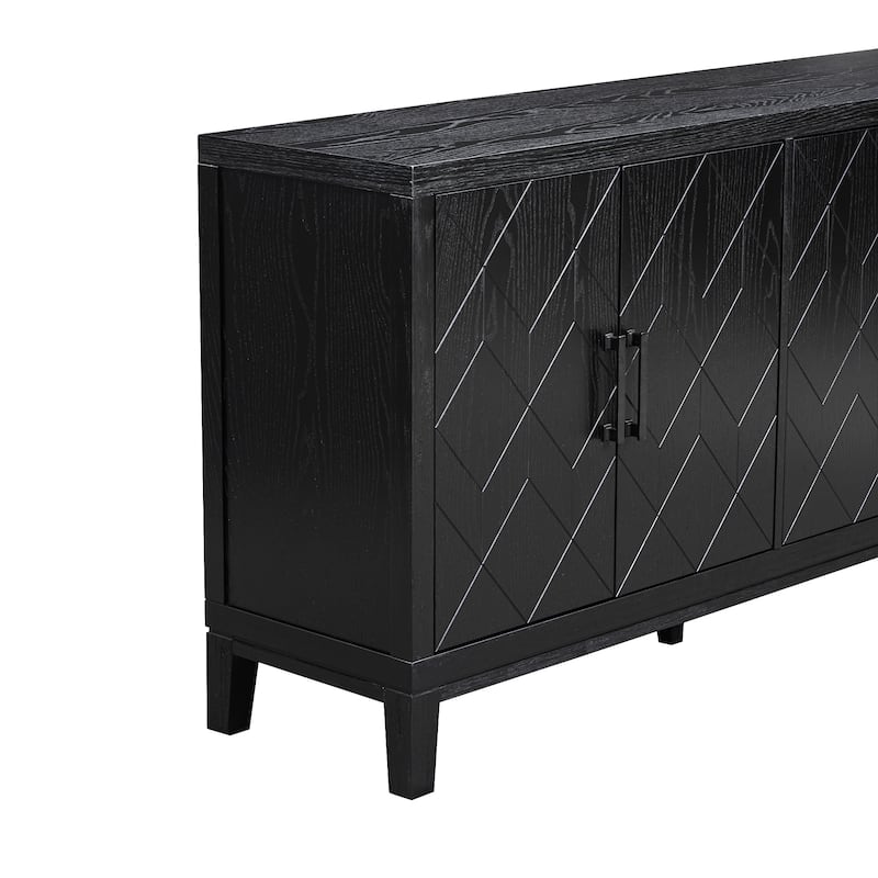 4-door Retro Sideboard with Adjustable Shelves