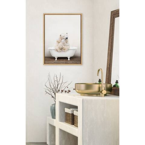 Kate and Laurel Mother Baby Polar Bath Framed Canvas by Amy Peterson