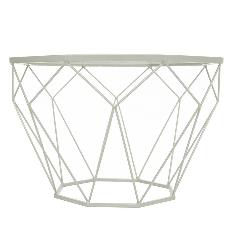 Malibu 22" Modern Octagon Center Coffee Table with Tempered Glass Table top & Sturdy Metal Geometric Base for Living Room Office