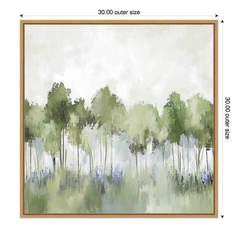 Forest of Sapphire Blossoms No. 1 by Mona Grace Framed Canvas Wall Art Print - Natural