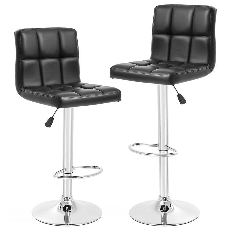 Furniture of America Orson Modern PU Leather Adjustable Height Swivel Bar Stools (Set of 2) - Black