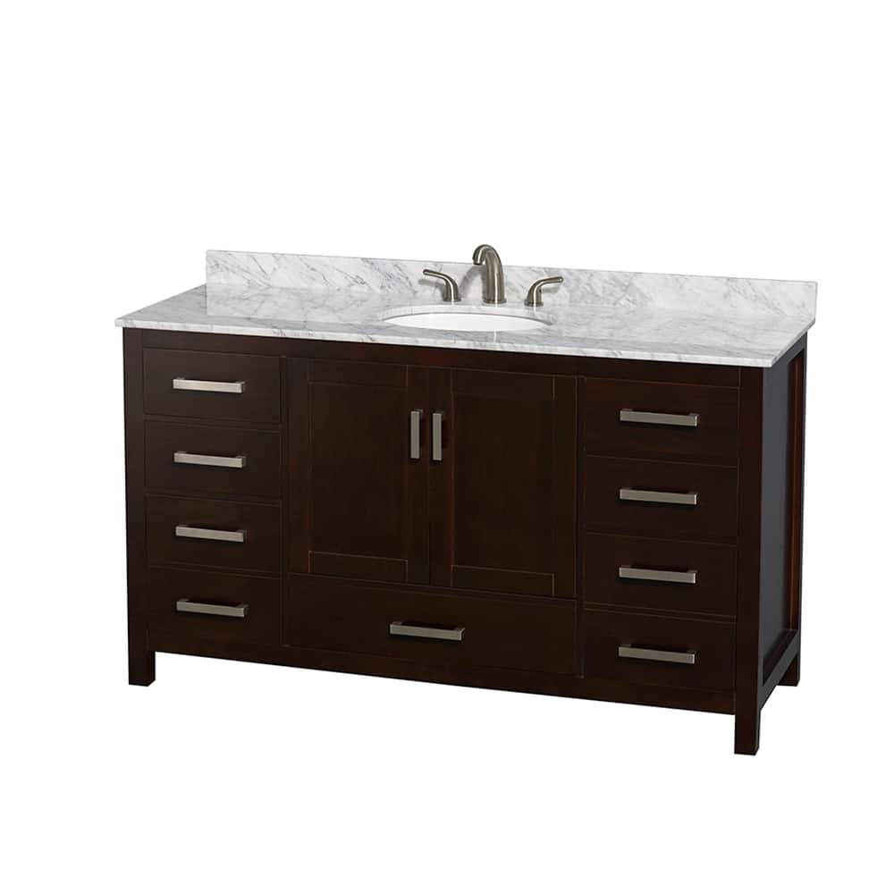 Wyndham Collection Sheffield 60" Freestanding Vanity Set with Hardwood
