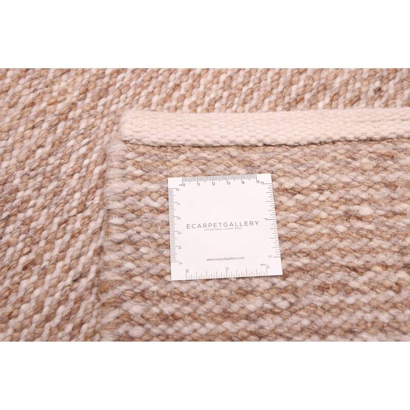 ECARPETGALLERY Flat-Weave Nevada Brown Wool Kilim - 5'3 x 7'9