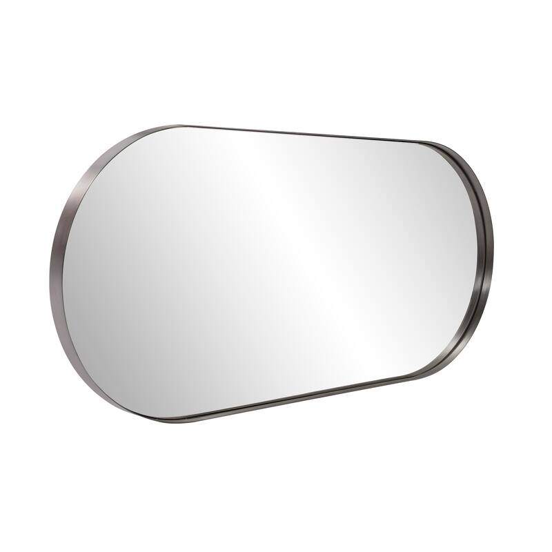 Allan Andrews Stainless Steel Framed Capsule Wall Mirror - 40"H x 17.75"W