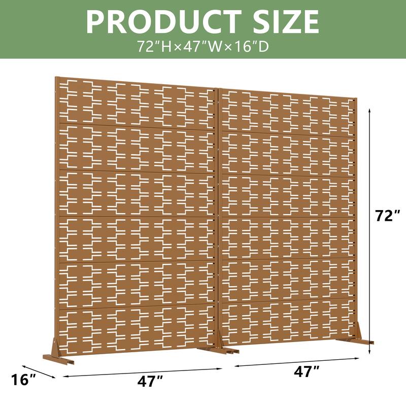 Outdoor Privacy Screen Metal Screen Fence Panel Set of 2