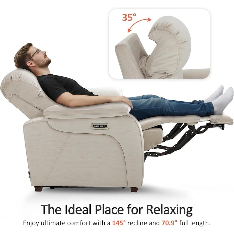 MCombo 61.6'' Wall Hugger Power Loveseat Recliner Sofa with Adjustable Headrest and USB A & C Charge Ports