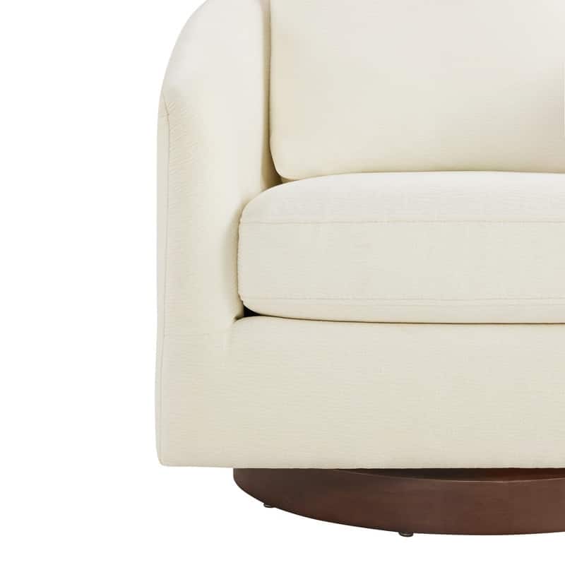 Spruce & Spring Classic Swivel Club Accent Chair with Back Cushion & Solid Wood Frame