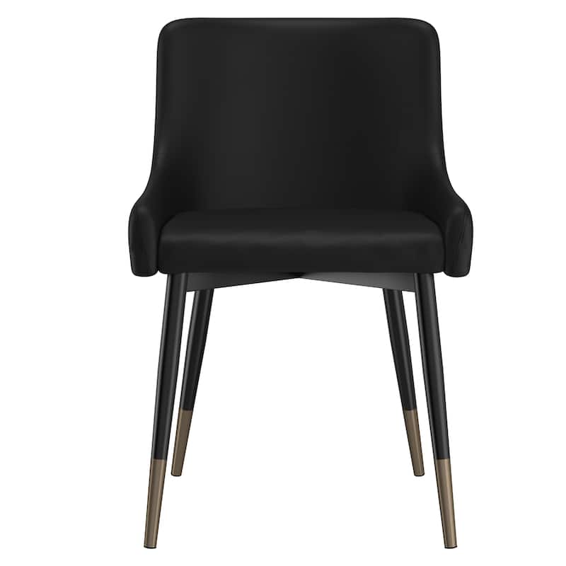 Modern Faux Leather and Metal Dining Chair, Set of 4 - Black