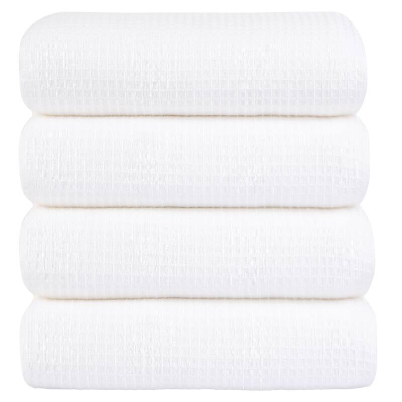 Cotton Bath Towels Absorbent Waffle Weave 4Pcs 27"x54"