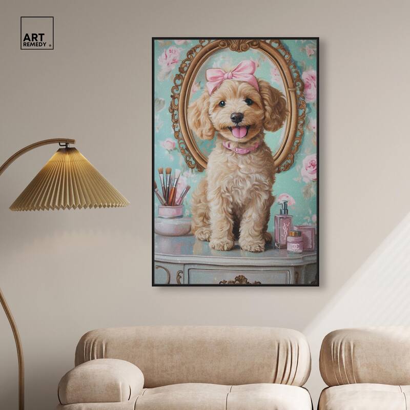 Puppy at the Vanity Canvas by Art Remedy