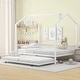 preview thumbnail 2 of 14, House-Shaped Metal Full Size House Bed with Fence and Twin Trundle