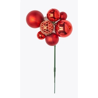 Christmas Ball Pick x 7, Red, Set of 12 - 6"