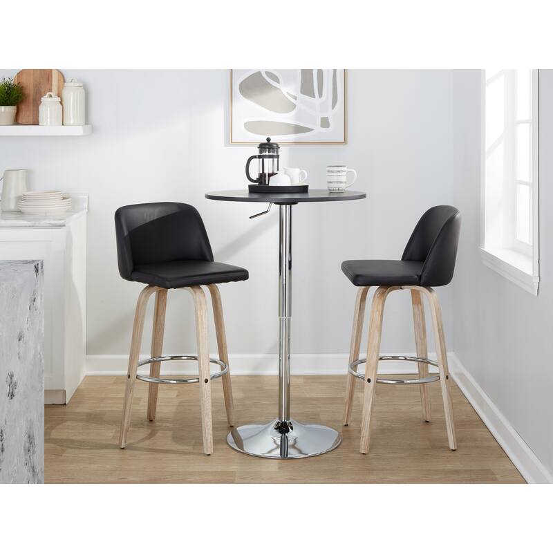 The Gray Barn Vallberga 30" Fixed-Height Bar Stool with White Washed Wood Base (Set of 2)