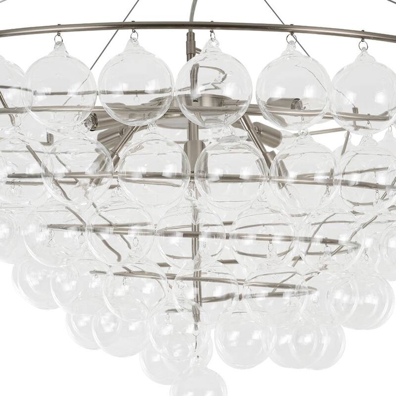 8-Light Helical Clear Glass Bubble Tiered Chandelier - N/A