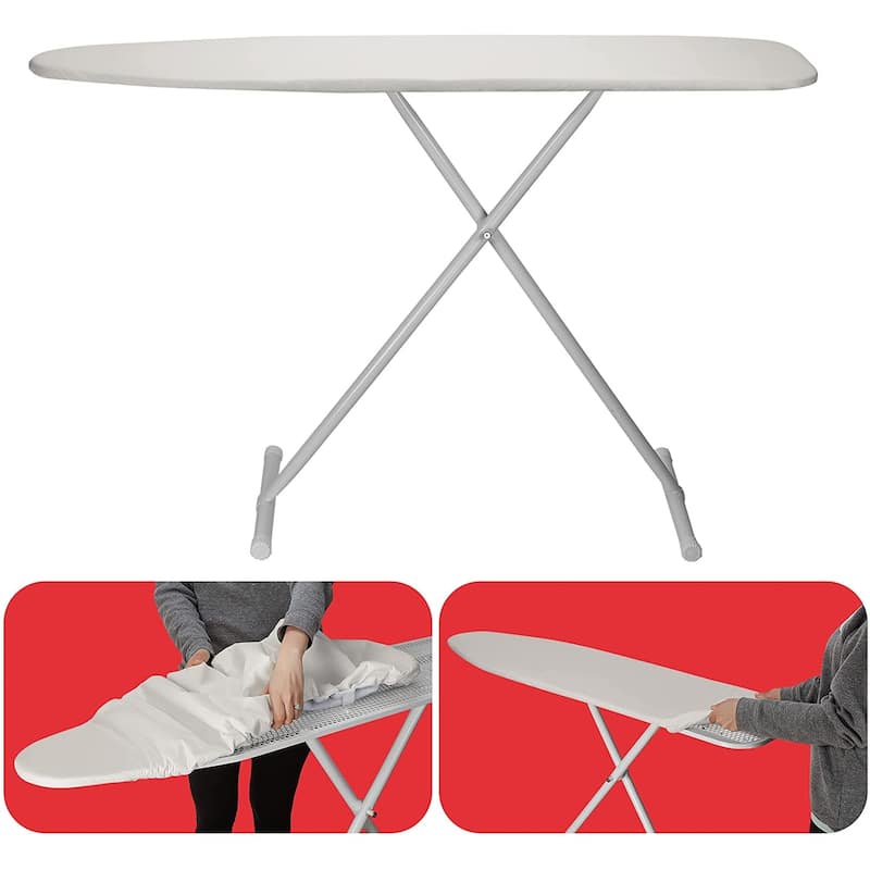 Ironing Board Cover and Pad- 54" x 15" Reflective Silicone Resists Scorching, Burning, and Staining - Elastic Edge and Straps