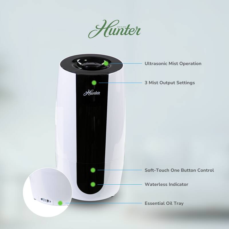 Hunter Fan Aspire 0.7 Gal Ultrasonic Cool Mist Humidifier