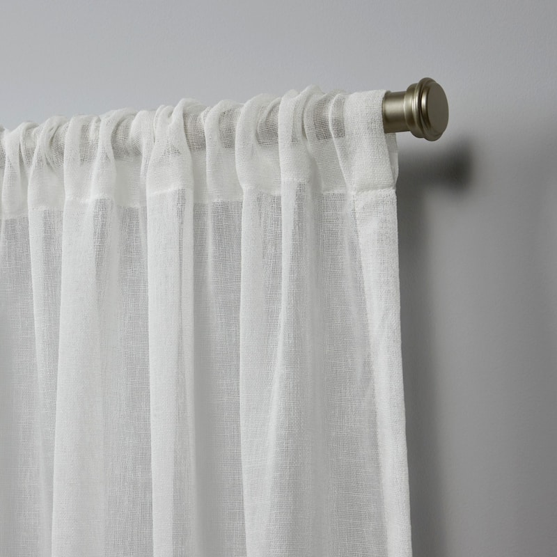 NICOLE MILLER NEW YORK Belfry Sheer Rod Pocket Top Curtain Panel Pair, Snowflake