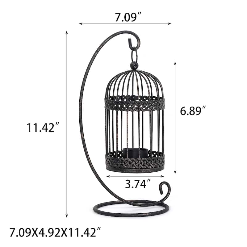 Adeco Birdcage Style Hanging Candle Holder Stand Vintage Lantern