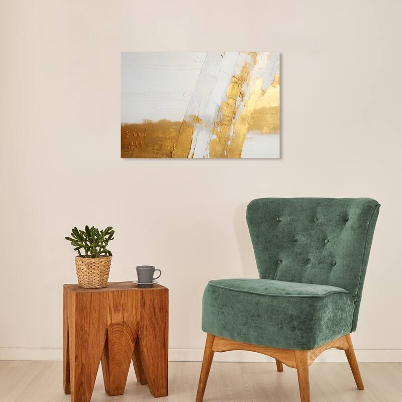 Wynwood Studio Canvas Abstract The Powerful Metal Gold and Antique White Glam Wall Art Canvas Print - 24 x 16
