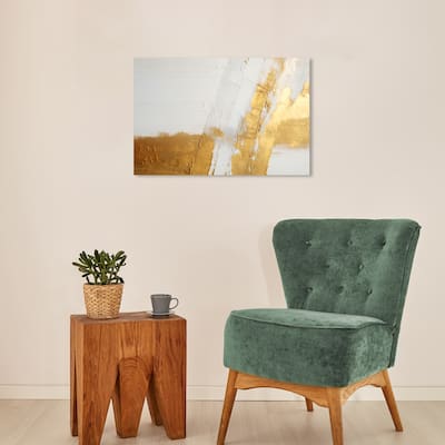 Wynwood Studio Canvas Abstract The Powerful Metal Gold and Antique White Glam Wall Art Canvas Print
