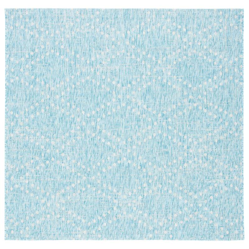 SAFAVIEH Courtyard Zainab Indoor/ Outdoor Waterproof Patio Backyard Rug - 6'7" Square - Aqua/Grey