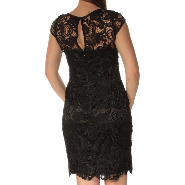 adrianna papell women's illusion neckline lace dress