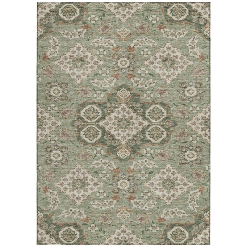 HomeRoots Medallion Traditional Rectangle Outdoor Rug