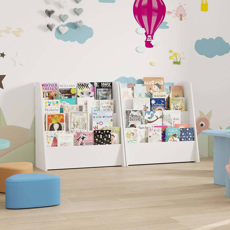 Costway 4-tier Kids Wooden Bookshelf Toddlers Book Rack with Deep - See Details